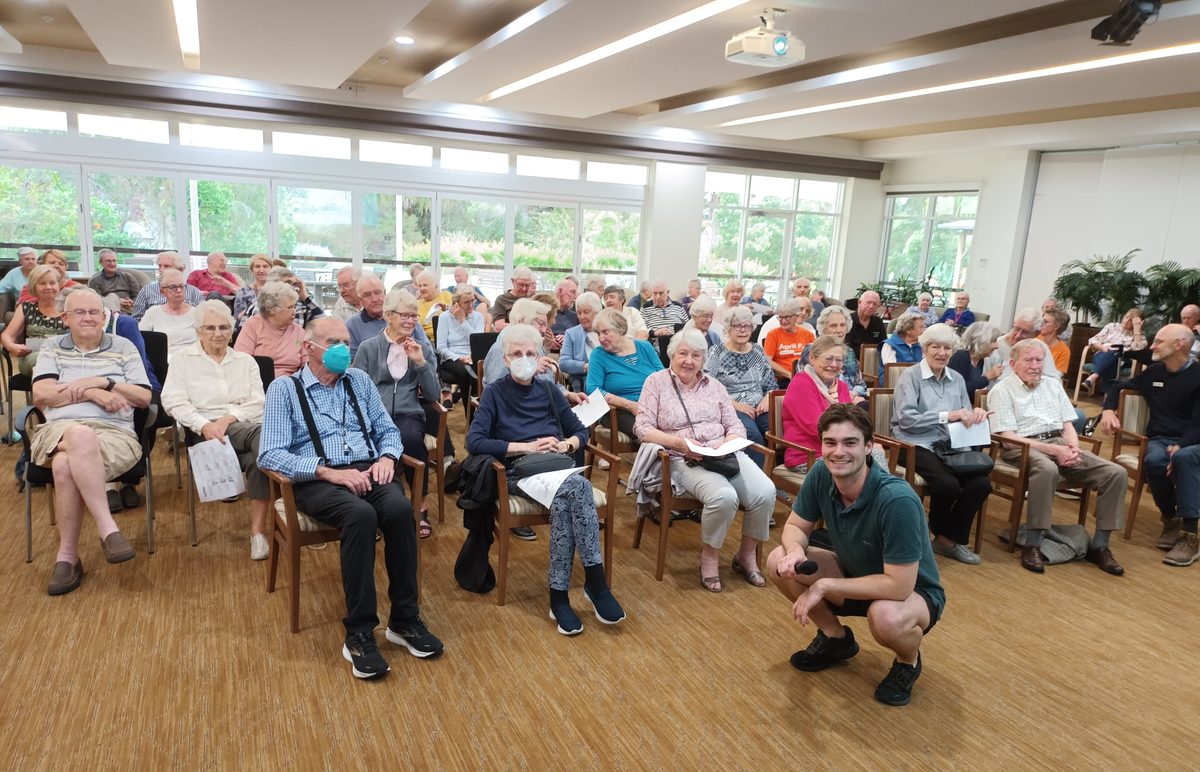 Reignite Health physiotherapists working with retirement village residents in a community wellness session